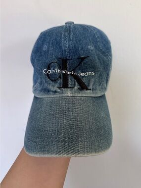EUC Calvin Klein Jeans Denim Cap with Black CK Embroidery